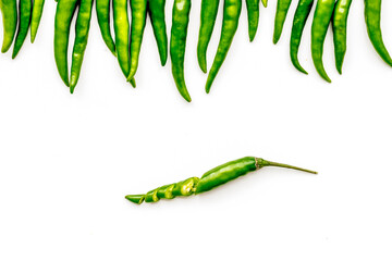 hot chilli pepper pattern on white background top view