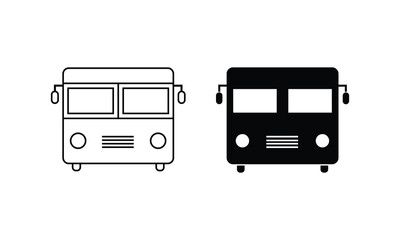 Bus vector icon.  Black and white vector icon for public transport and travel. Bus sign icon. Transport symbol.