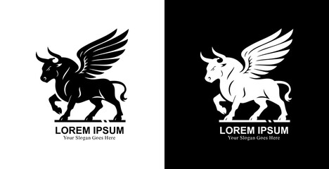 Winged bull logo design with modern style