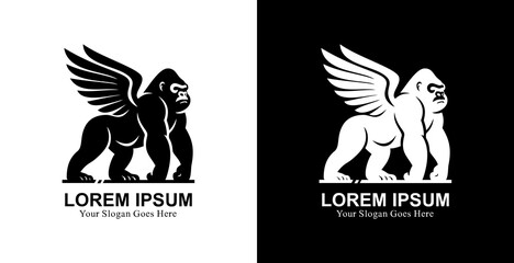 Winged gorilla logo design with modern style