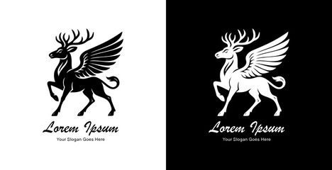 Winged deer logo design with modern style
