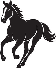 Galloping horse silhouette bold black style, Running horse vector sketch clean art