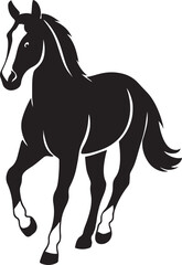 Walking horse silhouette black and white style, Elegant equine sketch in simple design