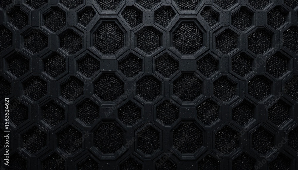 Poster elegant dark gray hexagonal geometric pattern with meshed backgrounds design
