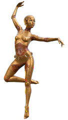 3D Rendering Female Robot on White