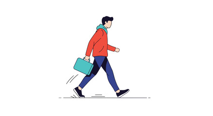 Fototapeta premium A young man carries his briefcase while walking confidently towards his destination