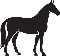 Simple black horse silhouette clean design, Minimal horse outline perfect for branding
