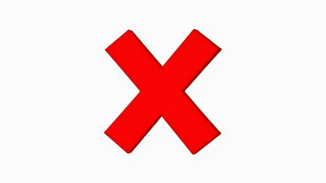 3D Red Cross X Icon Symbol Rotating Graphic Animation