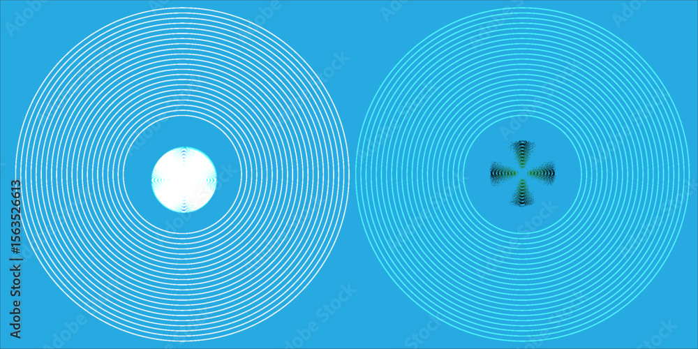 Poster a visually striking dual-circle pattern featuring vibrant contrasting gradients, creating a dynamic 