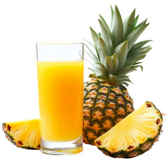 Pineapple Juice in a Beautiful Glass isolated on a white background
