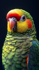 Fototapeta premium Vibrant Sennett's Parrot Close up Detailed Portrait of Exotic Bird's Plumage