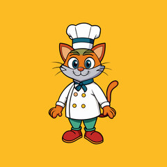 Cartoon Illustration of a Cute Chef Cat 