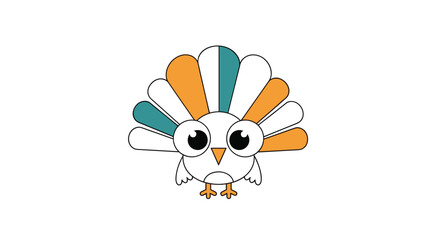 Fototapeta premium Adorably stylized fowl character with fan shaped feathers and big expressive eyes enjoying a festive season