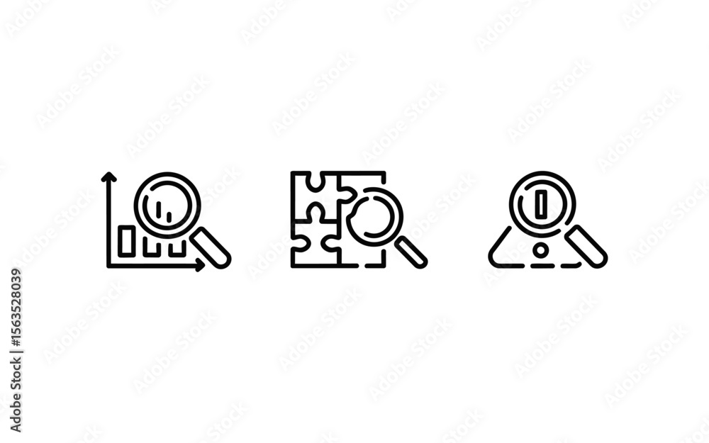 Fototapete Vector art of data analysis outline and solid vector icons