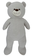 Gray full body standing teddy bear cut out isolated transparent background