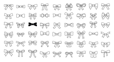 Collection of hand drawn decorative bow illustrations for crafting and design projects
