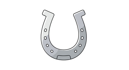 A classic silver horseshoe with nail holes and a subtle shine for good luck