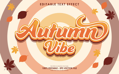 Editable Autumn vibe 3D text effect with illustration of dry leaves