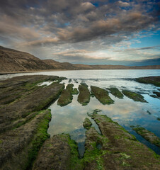 Coastal landscape in Peninsula Valdes at dusk, World Heritage Site, Patagonia Argentina