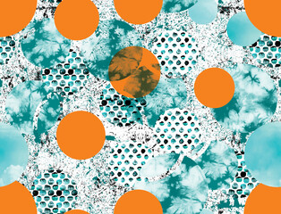 stock photo watercolor geometry seamless pattern, circle texture isolated hand painting vector 