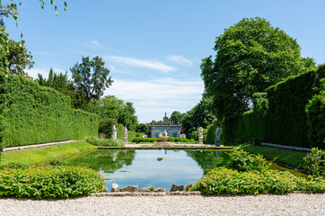 Fototapeta premium Martinengo Pond - The Red Fishery. The creator of the fountain complex is the master Luigi Bernini. Villa Barbarigo Valsanzibio Padua Galzignano Terme.
