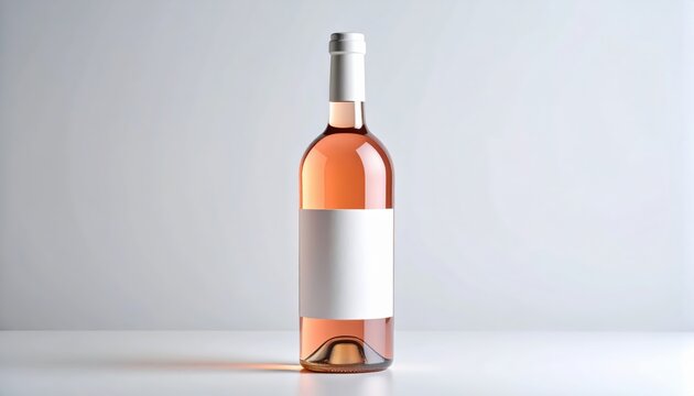 A minimalist shot of a wine bottle featuring a blank label, perfect for fashioning your own branding or marketing ideas.