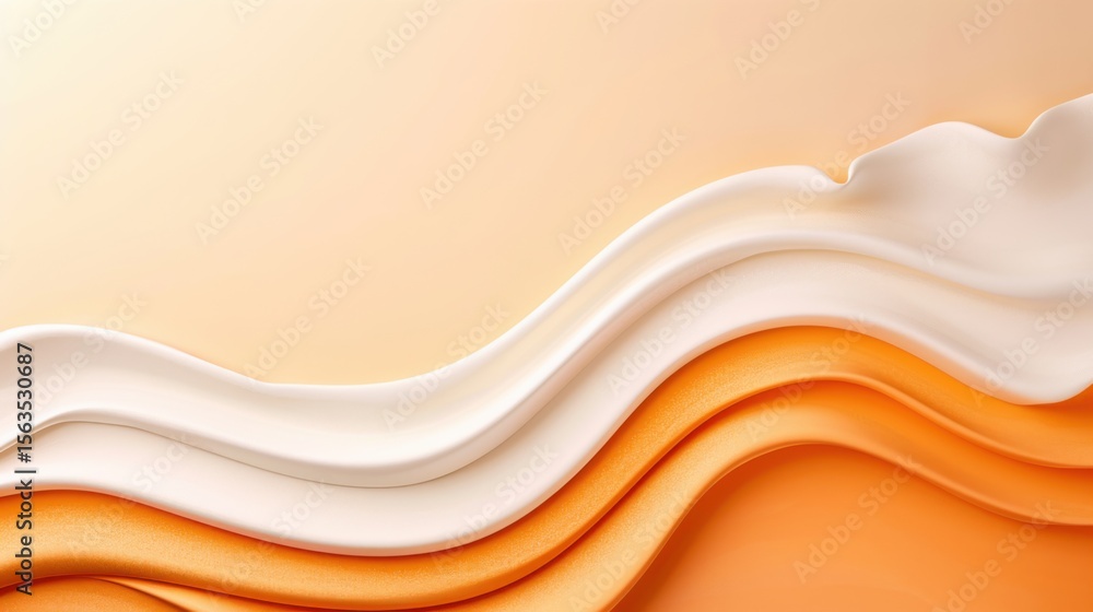 Poster smooth abstract waves in cream and orange tones create a flowing, textured layered design with a sof