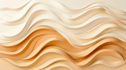 Elegant flowing beige and light brown abstract waves create a smooth, layered, and harmonious textured design.