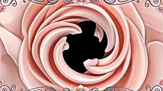 Imaginatively, a Classic ornamental Border Frame in vintage art deco emerges, bordered by chic silver spirals and soft blush tones that meld into a gentle whirl, creating a serene visual
