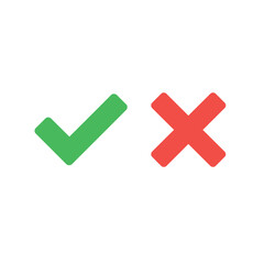 set of green check mark and red cross signs