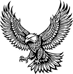 Fototapeta premium eagle in flight tattoo tribal vector illustration