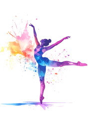 Obraz premium Watercolor-style illustration of Gymnastic, soft pastel tones and watercolor textures