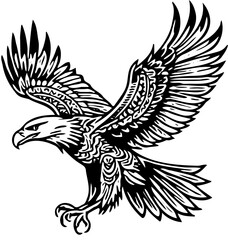 Obraz premium eagle in flight tattoo tribal vector illustration