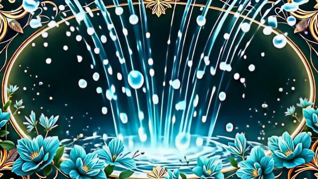 adenine magnetise shower of luminescent condition current some the classical decorative march shot indiana vintage craft deco, where lively colors of cyan and golden intertwine, patch