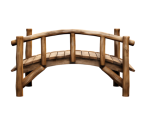 Wooden wonders Rustic bridge illustration intricate wood design fairytale on transparent background