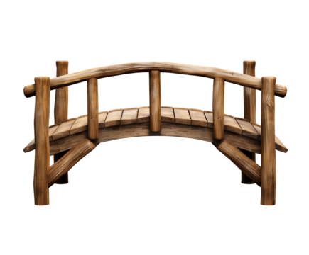Wooden wonders Rustic bridge illustration intricate wood design fairytale on transparent background