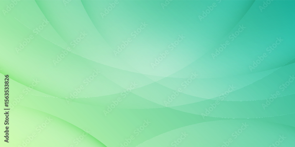 Poster abstract green gradient background with smooth curved shapes and soft lighting, modern and minimal d