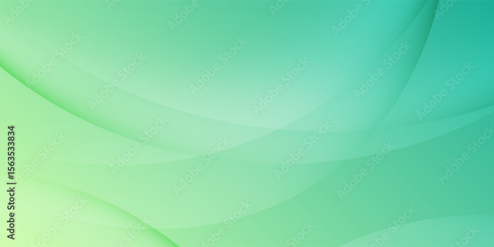 Poster abstract green gradient background with smooth curved shapes and soft lighting, modern and minimal d