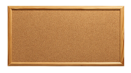 A cork bulletin board with pine frame, white background --ar 16:9