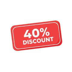 red 40% discount tag on white background