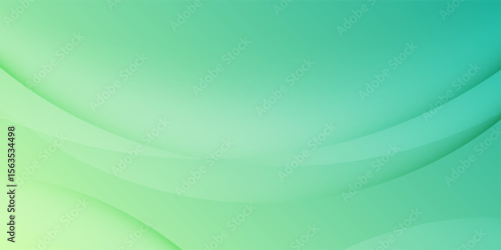 Poster abstract green gradient background with smooth curved shapes and soft lighting, modern and minimal d
