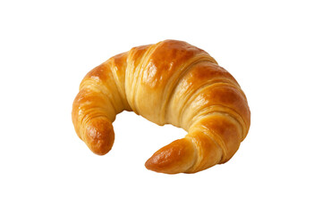 Freshly baked croissant isolated on white background. Golden, flaky pastry with buttery layers—perfect for food packaging, bakery menus, cafe branding, and culinary design projects