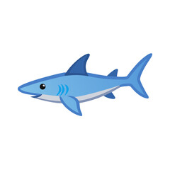 Fototapeta premium Vector icon of a blue shark, symbolizing marine life, sea creatures, and underwater world. Clean design on a transparent background