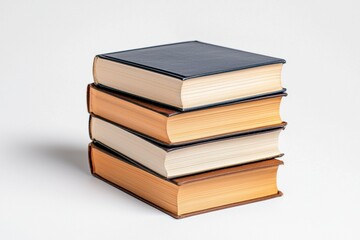 Stack of Four Vintage Books with Blue Cover on a White Background, Perfect for Literary Themes, Education, and Knowledge Promotion