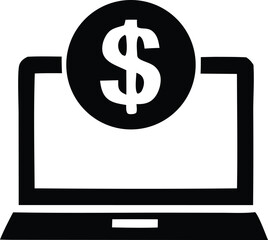 Digital currency transaction icon representing online payment and financial transactions on a laptop