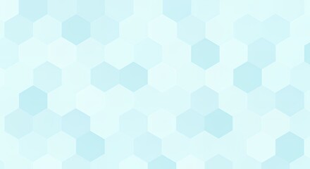 優しい水色のグラデーションが広がる六角形のパターン背景