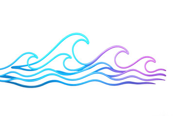 Neon blue and purple waves flowing gracefully on a transparent background, creating a vibrant and dynamic abstract design