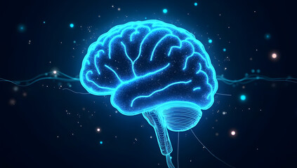 AI Brain with Glowing Circuit Design