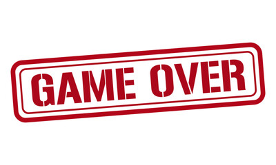 GAME OVER red stamp text vector, rubber stamp