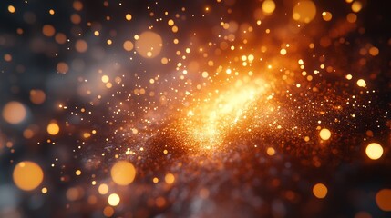 Obraz premium Golden Glow With Sparkling Particles Creating a Bright and Magical Abstract Background Evoking Warm Festive Atmosphere
